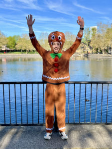 Ralph posing in his gingerbread man costume