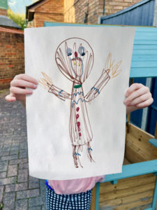 Ralph as a gingerbread man, drawn by his daughter, Willow.