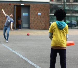 Child playing cricket