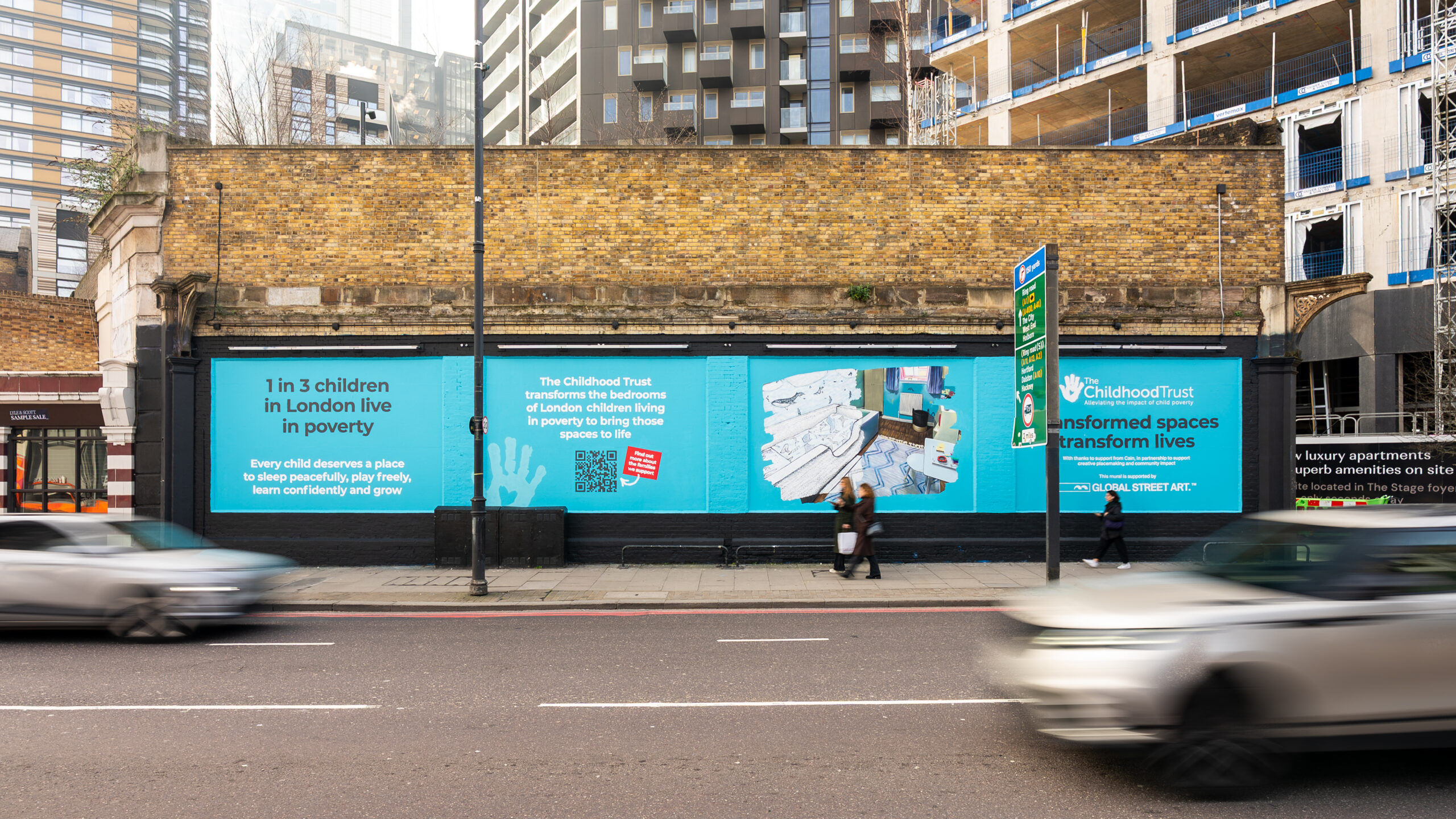 The Childhood Trust's Transforming Spaces mural in Shoreditch
