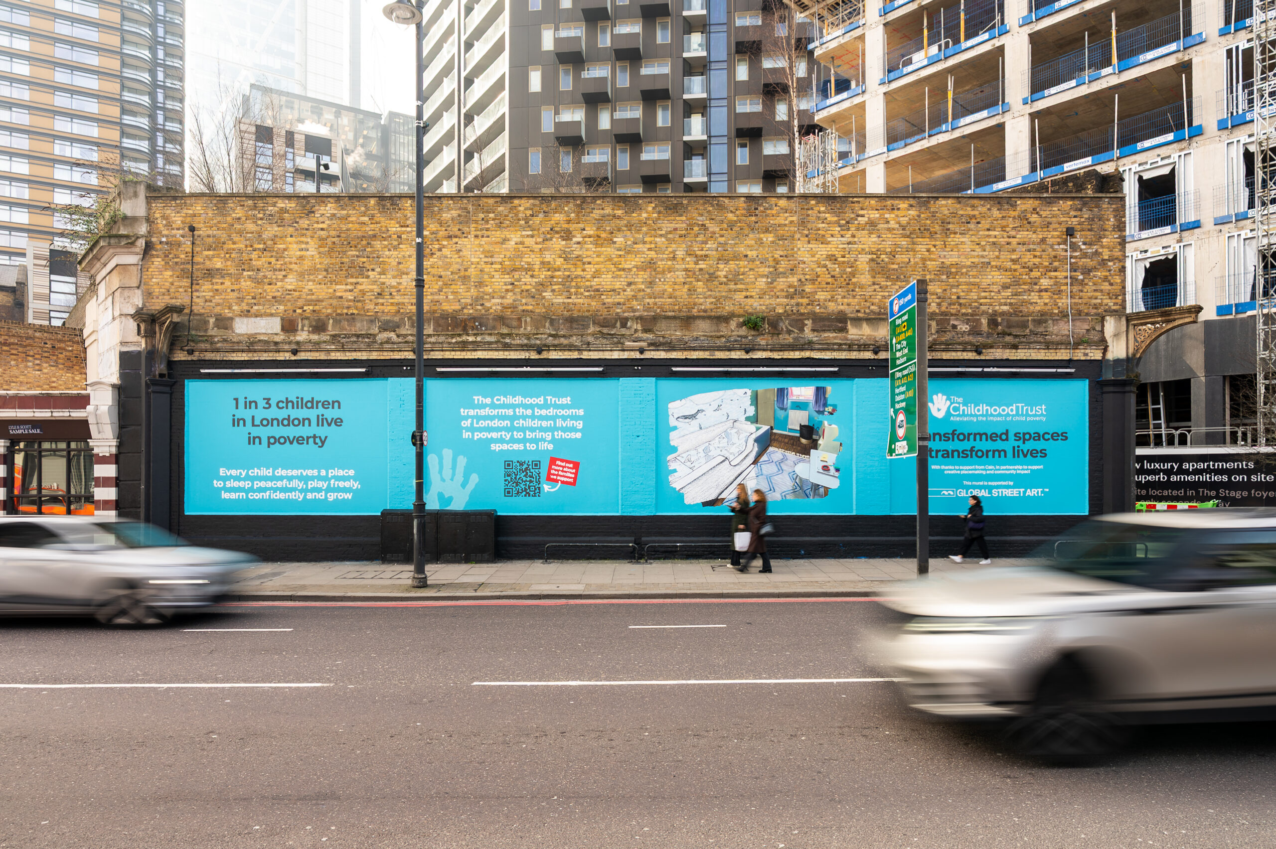 The Childhood Trust's Transforming Spaces mural in Shoreditch